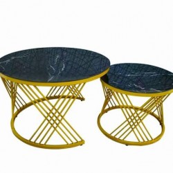 Комплект 2 холни маси LUNA - BM, кръгли черно/златно - Bogdan Furniture Europe