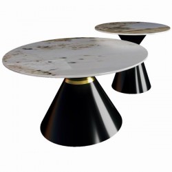Комплект 2 холни маси ARIANA - BM, бял мрамор/черно - Bogdan Furniture Europe