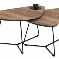 Комплект 2 холни маси TUSSEY - BM, орех/черно - Bogdan Furniture Europe