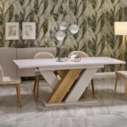 Трапезна маса BRANDON разтегателна кашмир/дъб кремона - Mese de dining