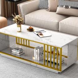 Холна маса BIANKA, бяло/златно - Bogdan Furniture Europe
