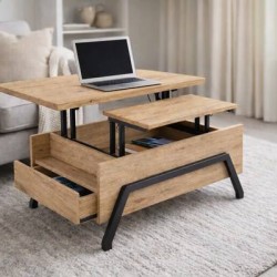 Холна маса ARLES разтегателна, дъб артисан/черно - Bogdan Furniture Europe
