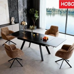 Разтегателна трапезна маса SCOT, черно мат/черно - Mese de dining