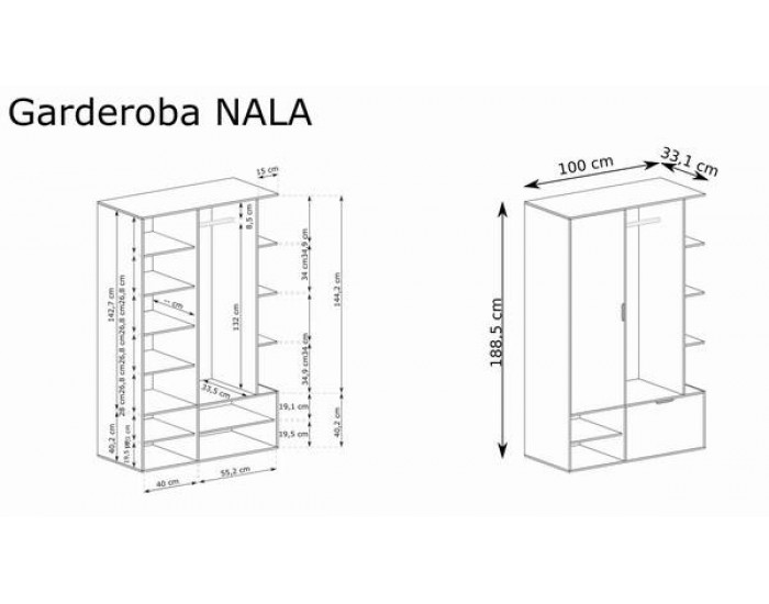 Портманто NALA с огледало КАШМИР