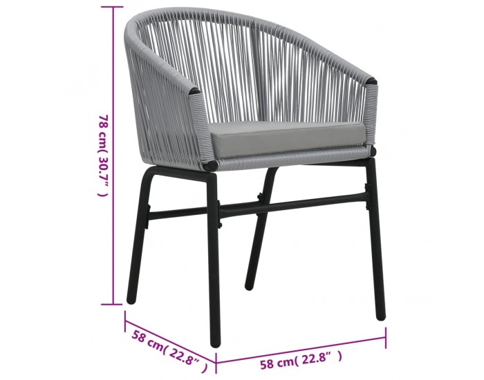 Sonata Градински столове, 2 бр, Сив, PVC ратан