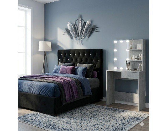 Sonata H Тоалетка с LED, бетонно сива, 74,5x40x141 см