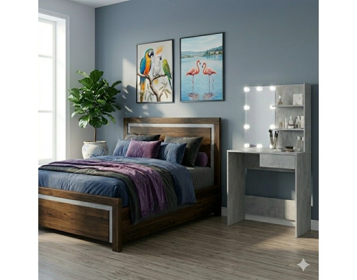 Sonata H Тоалетка с LED, бетонно сива, 74,5x40x141 см