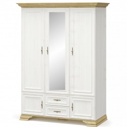Трикрилен гардероб IRIS, Бял, Златен дъб - Dulapuri