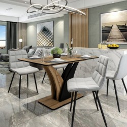 Трапезна маса NEPTUN разтегателна, дъб артисан и черно - Mese de dining