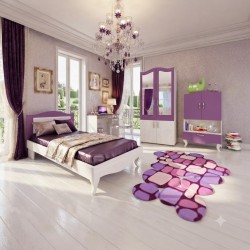 Детско обзавеждане Barbie - BM, Дъб крафт бял, Светъл виолет - Seturi mobilier pentru copii