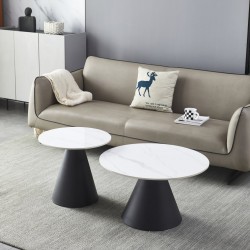 Комплект 2 маси NORA кръгли бяла керамика/черно - Bogdan Furniture Europe
