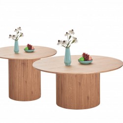 Комплект 2 маси ELANI, кръгли, натурален дъб - Bogdan Furniture Europe