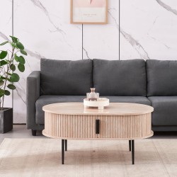 Холна маса ODRI, травертин/черно - Bogdan Furniture Europe
