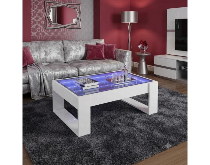 Sonata H Маса за кафе с Infinity LED бяла 70x53x30 см