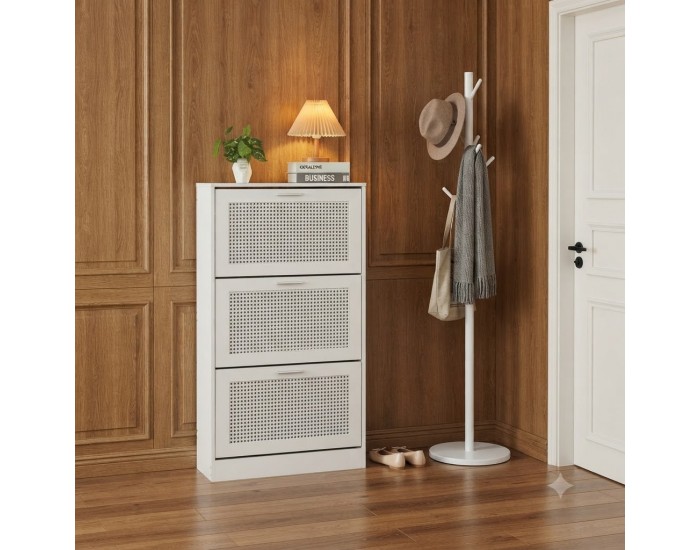 Поставка за обувки Vesilahti 115x60x24 см Бяла []