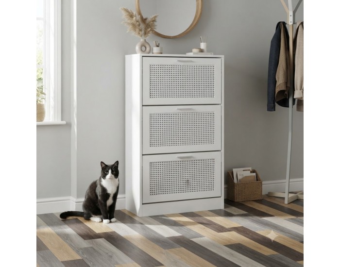 Поставка за обувки Vesilahti 115x60x24 см Бяла []