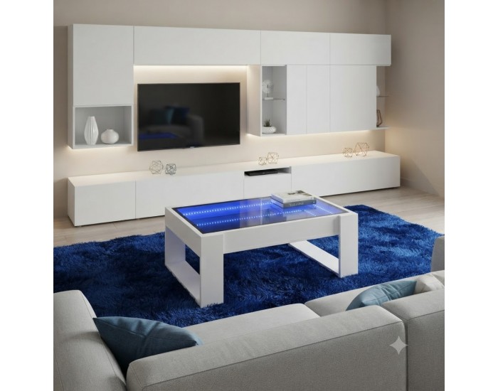 Sonata H Маса за кафе с Infinity LED бяла 70x53x30 см