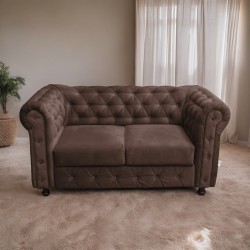 Двуместен диван CHESTERFELD, Кафяв - Canapele