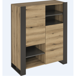 Шкаф Мебели Богдан Combo KOM2D-E20, Сив графит и Крайбрежен дъб Евок - Corpuri, vitrine, biblioteci modulare