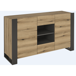 Шкаф Мебели Богдан Combo KOM2D2S-E20, Сив графит и Крайбрежен дъб Евок - Corpuri, vitrine, biblioteci modulare