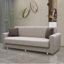 Диван 3-ка разтегателен с ракла ERNEST 2, Бежово/кафяво - Bogdan Furniture Europe