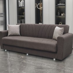 Диван 3-ка разтегателен с ракла ERNEST 2, Кафяво/бежово - Bogdan Furniture Europe