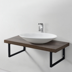 Плот за баня 100 x 45 x 30 cm закачалка за кърпа Метален корпус ПДЧ стенен монтаж, Ефект Орех [neu.haus] - Baie