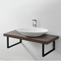 Blat de baie 100 x 45 x 30 cm suport pentru prosoape Carcasă metalică Montare pe perete din PAL, aspect nuc [neu. haus ]