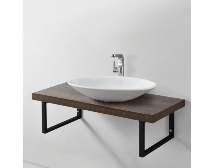 Плот за баня 100 x 45 x 30 cm закачалка за кърпа Метален корпус ПДЧ стенен монтаж, Ефект Орех [neu.haus]