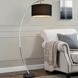 Подова лампа Steiermark, форма дъга и мраморна стойка, 1 x E27,60W,153 cm, Черна - Decorațiuni