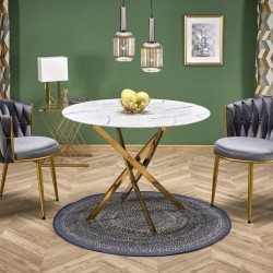 Трапезна маса BM-Raymond 2, бял мрамор и златно - Mese de dining