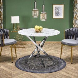 Трапезна маса BM-Raymond 3, бял мрамор и сребърно - Mese de dining