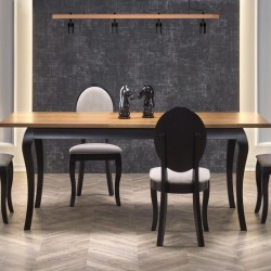 Разтегателна Трапезна Маса BM-Windsor 1, MDF, черен, тъмен дъб - Mese de dining