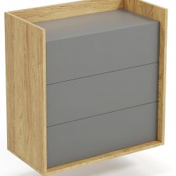 Шкаф BM-Komoda Mobius 3S, MDF, сив - Noptiere