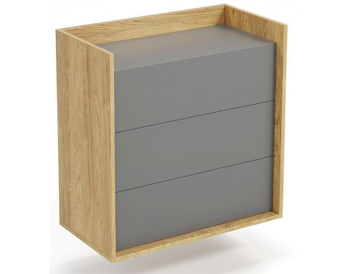 Шкаф BM-Komoda Mobius 3S, MDF, сив