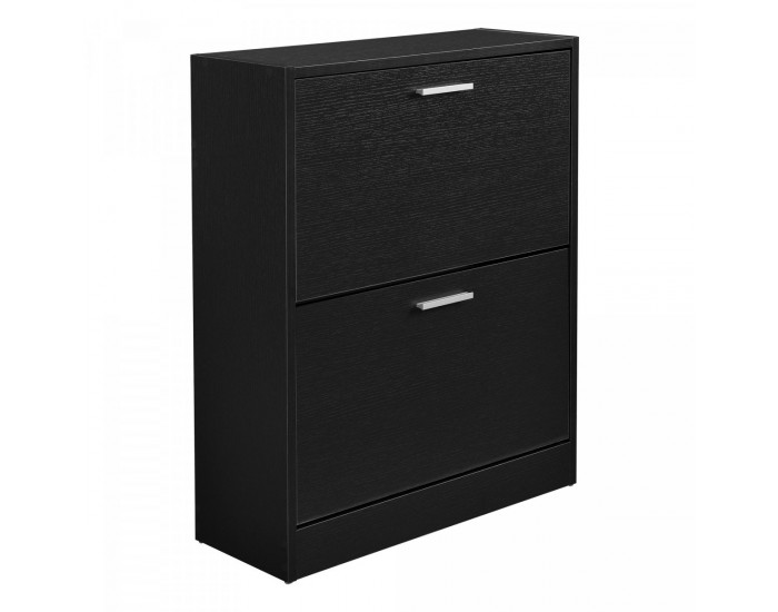 Шкаф за обувки Sykkylven 81x63x24 см с 2 врати черен