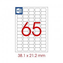 Tanex Самозалепващи етикети, A4, 38.1 x 21.2 mm, прозрачни, 25 листа - Papetărie