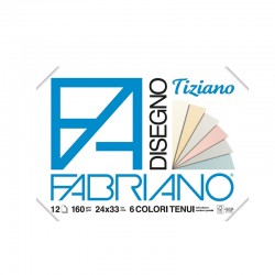 Fabriano Блок за рисуване Tiziano, 24 x 33 cm, 160 g/m2, пастелни цветове, грапав, с ъгли, 6 цвята, 12 листа - Papetărie