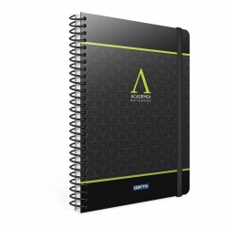 Gipta Academia Тетрадка А4, бяла, широки редове, микроперфорация, твърда корица, със спирала, 120 листа - GIPTA