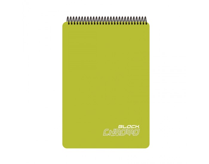 Gipta Chromo Block Пад А4, офсет бял, широк ред, микроперфорация, PP корица, със спирала, 80 листа