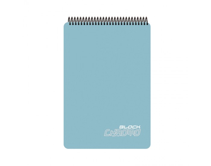 Gipta Chromo Block Пад А4, офсет бял, широк ред, микроперфорация, PP корица, със спирала, 80 листа