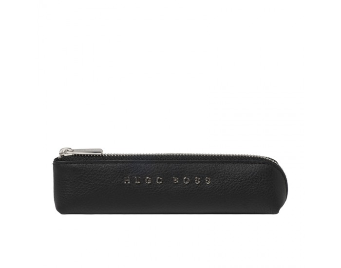Hugo Boss Калъф Storyline, за пишещо средство, с цип, кожен, черен