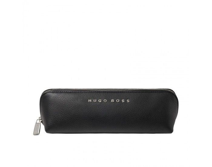 Hugo Boss Калъф Storyline, за пишещи средства, с цип, кожен, черен