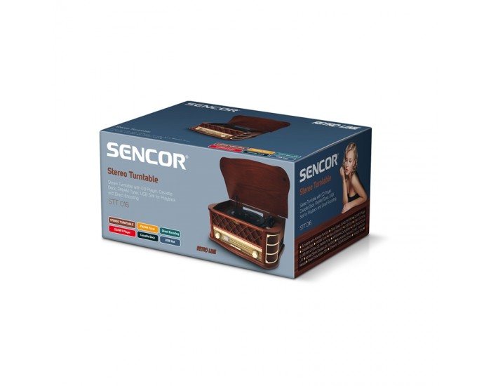 Sencor Ретро грамофон STT 016, с USB, SD, FM