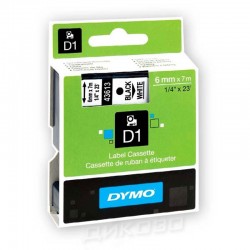 Dymo Лента S0720780 D1 43613, 6 х 7 m, черни букви/бял фон - Papetărie