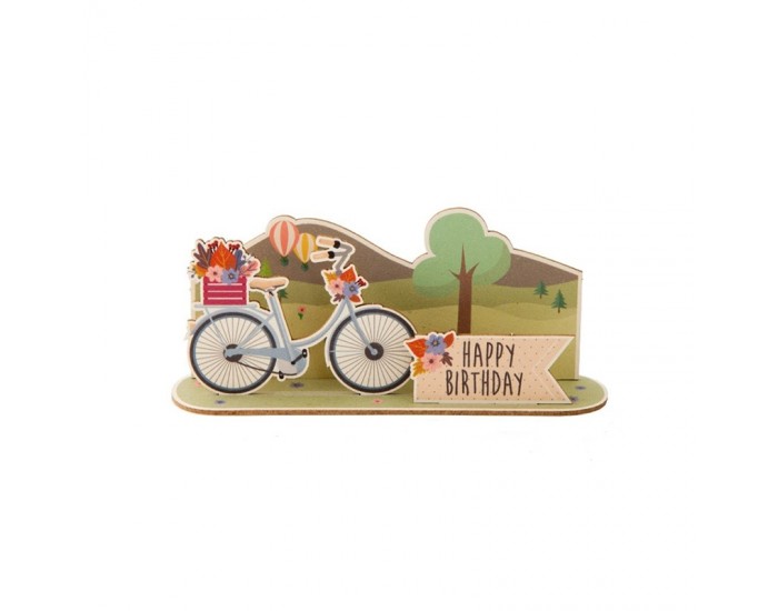 Gespaensterwald 3D картичка, Happy Birthday bicycle, дървена