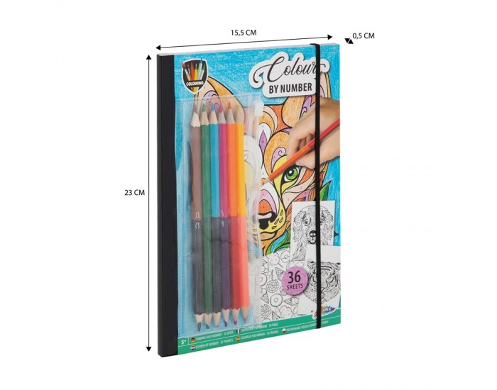 Grafix Книжка за оцветяване, по номера, с 6 двойни молива