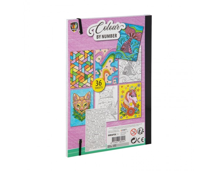 Grafix Книжка за оцветяване, по номера, с 6 двойни молива
