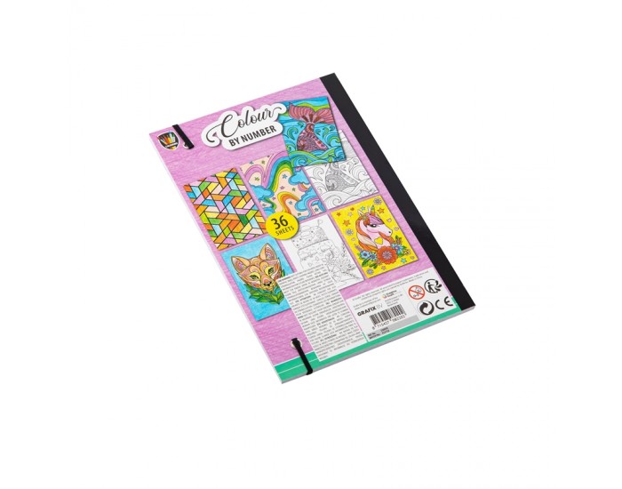 Grafix Книжка за оцветяване, по номера, с 6 двойни молива