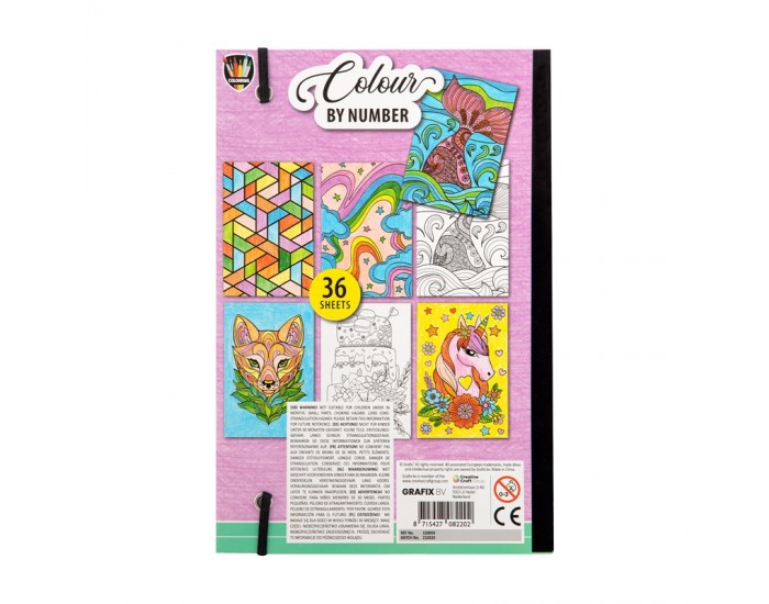 Grafix Книжка за оцветяване, по номера, с 6 двойни молива